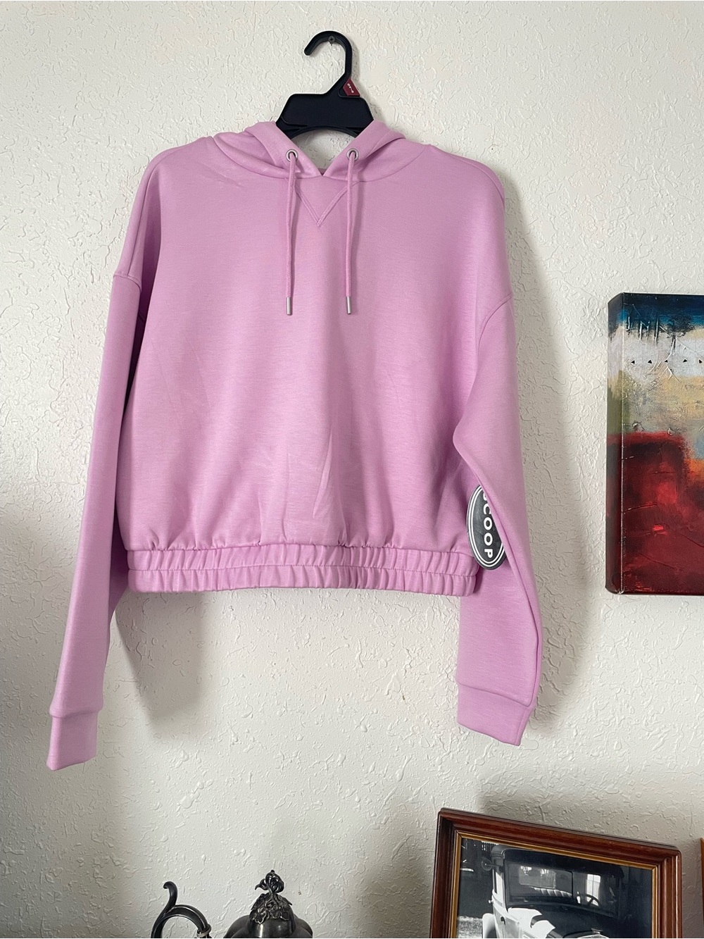 Women's Light Pink Cropped Crewneck Hoodie